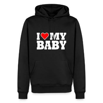 I love my baby - Sweat à capuche Premium bio Homme - noir - Devant - Nico (187cm)