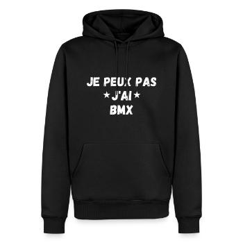 je peux pas j'ai bmx - Sweat à capuche Premium bio Homme - noir - Devant - Nico (187cm)