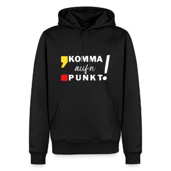 Komma auf'n Punkt - Männer Premium Bio Hoodie - Schwarz - Vorne - Nico (187cm)