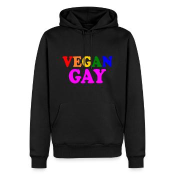 Vegan gay - Sweat à capuche Premium bio Homme - noir - Devant - Nico (187cm)