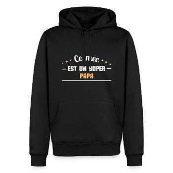 Ce mec est un super papa - Sweat à capuche Premium bio Homme - noir - Devant - Nico (187cm)