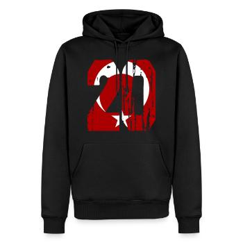 Denizli 20 used - Männer Premium Bio Hoodie - Schwarz - Vorne - Nico (187cm)