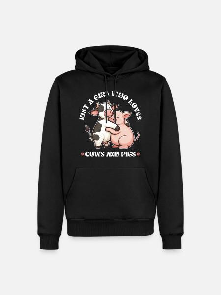 Funny Farm Animal Lover Piglet Farmer Pig Cow - Men’s Premium Organic Hoodie - black