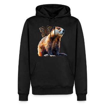 Castor - Sweat à capuche Premium bio Homme - noir - Devant - Nico (187cm)