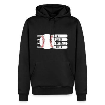 MANGER DORMIR BASEBALL RÉPÉTER - Sweat à capuche Premium bio Homme - noir - Devant - Nico (187cm)