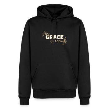 Conception chrétienne Sa grâce est suffisante - Sweat à capuche Premium bio Homme - noir - Devant - Nico (187cm)