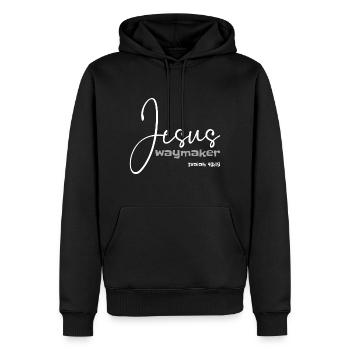 Christian Design Jesus mein Champion - Männer Premium Bio Hoodie - Schwarz - Vorne - Nico (187cm)