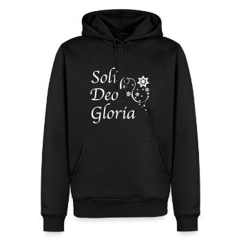 Christian Design Soli Deo Gloria signifiant Gloire à - Sweat à capuche Premium bio Homme - noir - Devant - Nico (187cm)