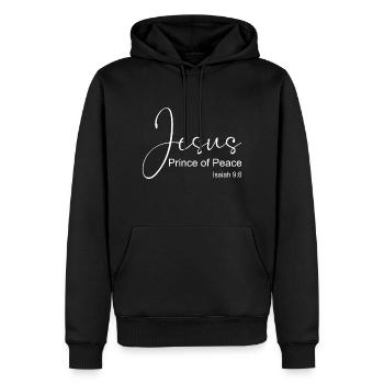 Christian Design Jésus, Prince de la Paix Isaïe 9 - Sweat à capuche Premium bio Homme - noir - Devant - Nico (187cm)