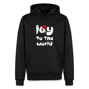 Christian Christmas Design Joie au monde - Sweat à capuche Premium bio Homme - noir - Devant - Nico (187cm)