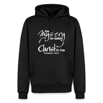 Christian Design Christus in mir Kolosser 1 Vers - Männer Premium Bio Hoodie - Schwarz - Vorne - Nico (187cm)