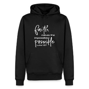 La foi chrétienne rend l’impossible - Sweat à capuche Premium bio Homme - noir - Devant - Nico (187cm)