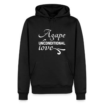Christian Design Agape, bedingungslose Liebe - Männer Premium Bio Hoodie - Schwarz - Vorne - Nico (187cm)