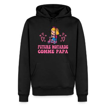 Future Motarde comme Papa - Sweat à capuche Premium bio Homme - noir - Devant - Nico (187cm)