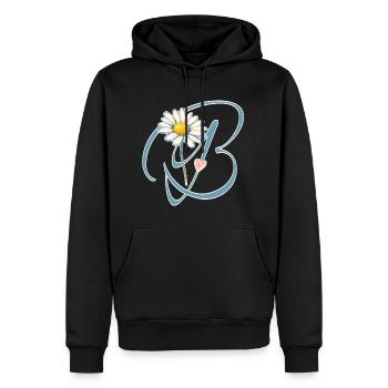 Letter B Daisy Heart - Men’s Premium Organic Hoodie - black - Front - Nico (187cm)