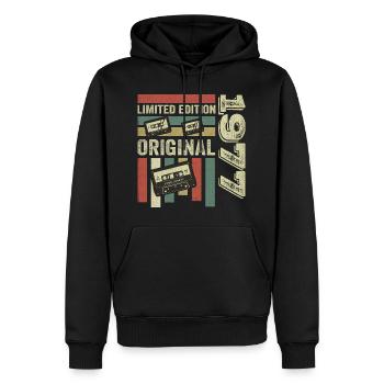Vintage 1977 - Retro Geburtstagsspruch 1977 - Männer Premium Bio Hoodie - Schwarz - Vorne - Nico (187cm)