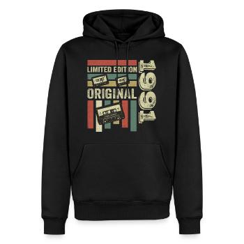 Millésime 1991 - citation d’anniversaire rétro 1991 - Sweat à capuche Premium bio Homme - noir - Devant - Nico (187cm)