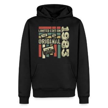 Vintage 1983 - Retro Geburtstagsspruch 1983 - Männer Premium Bio Hoodie - Schwarz - Vorne - Nico (187cm)