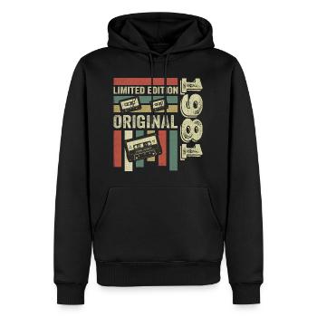 Millésime 1981 - citation d’anniversaire rétro 1981 - Sweat à capuche Premium bio Homme - noir - Devant - Nico (187cm)