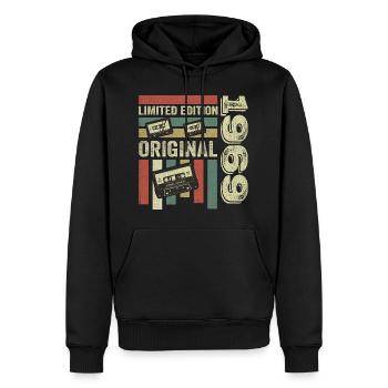 Millésime 1969 - citation d’anniversaire rétro 1969 - Sweat à capuche Premium bio Homme - noir - Devant - Nico (187cm)