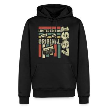 Millésime 1967 - rétro anniversaire disant 1967 - Sweat à capuche Premium bio Homme - noir - Devant - Nico (187cm)