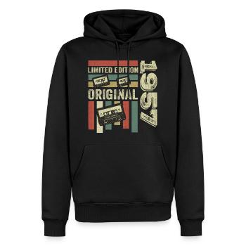 Vintage 1957 - Retro Geburtstagsspruch 1957 - Männer Premium Bio Hoodie - Schwarz - Vorne - Nico (187cm)
