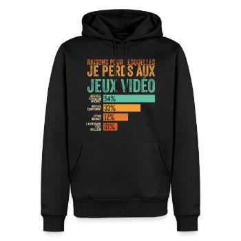 Gamer, ich verliere bei Videospielen - Männer Premium Bio Hoodie - Schwarz - Vorne - Nico (187cm)