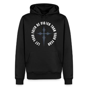 Spiritual motive for courage and strength Faith - Men’s Premium Organic Hoodie - black - Front - Nico (187cm)