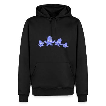 calmar,famille,sépia,famille de calmar - Sweat à capuche Premium bio Homme - noir - Devant - Nico (187cm)
