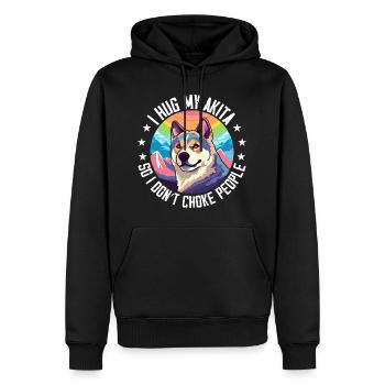 Ich umarme meinen Akita, damit ich die Leute nicht ersticke - Männer Premium Bio Hoodie - Schwarz - Vorne - Nico (187cm)