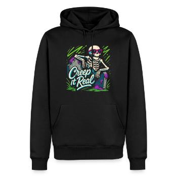 Creep it Real – Cooles Skelett mit Sonnenbrille - Männer Premium Bio Hoodie - Schwarz - Vorne - Nico (187cm)