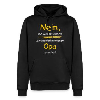 Ich war das nicht - Opa sprechen - RAHMENLOS Baby - Männer Premium Bio Hoodie - Schwarz - Vorne - Nico (187cm)