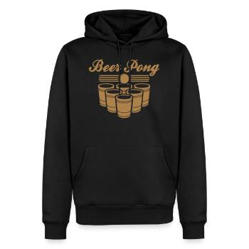 BEER PONG 6 CUP & DEIN TEXT - Männer Premium Bio Hoodie - Schwarz - Vorne - Nico (187cm)
