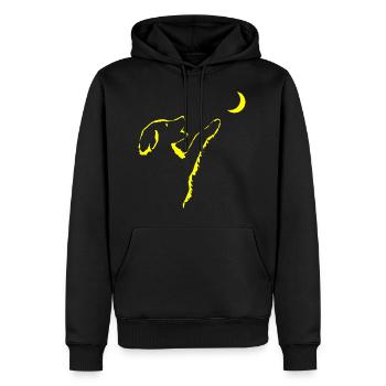 Chien regarde la lune - Sweat à capuche Premium bio Homme - noir - Devant - Nico (187cm)