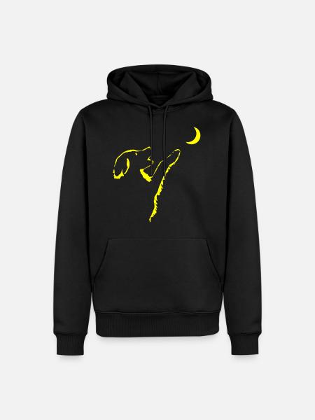 Dog looks at moon - Men’s Premium Organic Hoodie - black