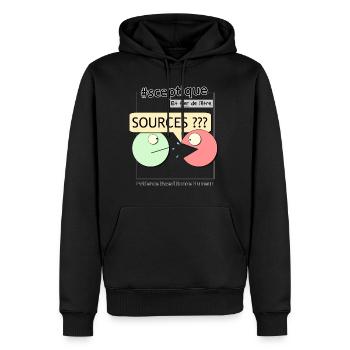 Skeptical and proud to be so! (Male) - Men’s Premium Organic Hoodie - black - Front - Nico (187cm)