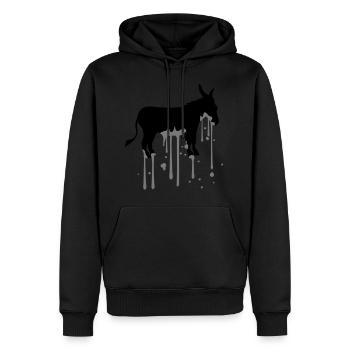 stempel tropfen farbe klecks graffiti spray esel p - Männer Premium Bio Hoodie - Schwarz - Vorne - Nico (187cm)