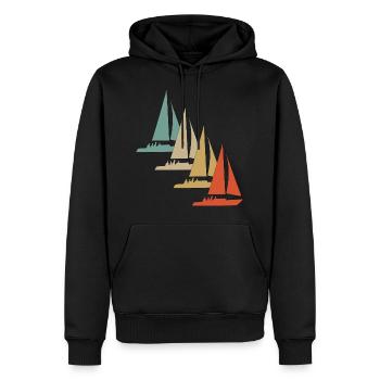 Voilier de voilier rétro style vintage - Sweat à capuche Premium bio Homme - noir - Devant - Nico (187cm)