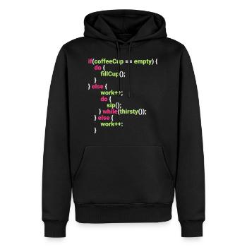 Codierarbeit Coffe - Männer Premium Bio Hoodie - Schwarz - Vorne - Nico (187cm)