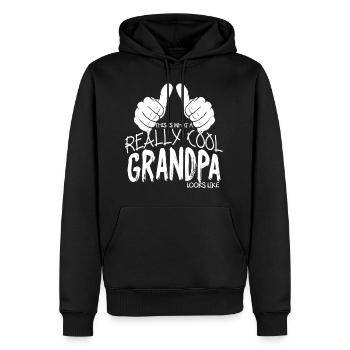Ich bin ein echt cooler Opa Familie Daumen hoch - Männer Premium Bio Hoodie - Schwarz - Vorne - Nico (187cm)