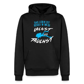 Tauchen Spruch - Männer Premium Bio Hoodie - Schwarz - Vorne - Nico (187cm)