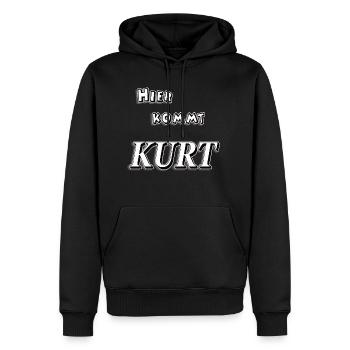 Hier kommt kurt t-shirt tshirt t shirt vorname - Männer Premium Bio Hoodie - Schwarz - Vorne - Nico (187cm)
