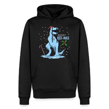 Cadeau de chemise de joyeux Noël de dinosaure de Noël - Sweat à capuche Premium bio Homme - noir - Devant - Nico (187cm)