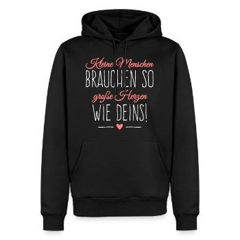 Geschenkidee für liebevolle Erzieherin oder Mama - Männer Premium Bio Hoodie - Schwarz - Vorne - Nico (187cm)