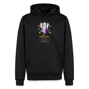 Cation Kation Katzen Wortspiel Chemie Physik Nerd - Männer Premium Bio Hoodie - Schwarz - Vorne - Nico (187cm)