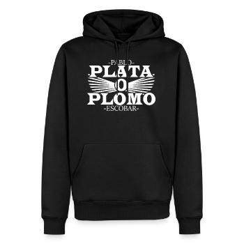 Pablo Escobar-Plata o Plomo - Männer Premium Bio Hoodie - Schwarz - Vorne - Nico (187cm)