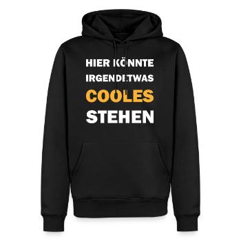 Hier könnte irgendetwas cooles stehen - Männer Premium Bio Hoodie - Schwarz - Vorne - Nico (187cm)