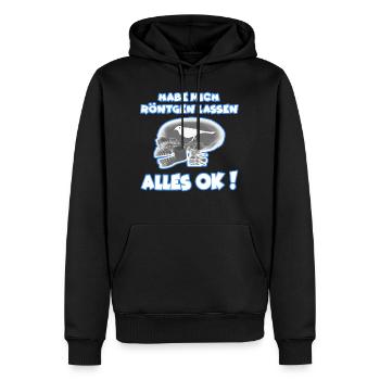 Habe mich Röntgen lassen, alles OK ! funshirt - Männer Premium Bio Hoodie - Schwarz - Vorne - Nico (187cm)