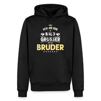Ich werde bald großer Bruder - Männer Premium Bio Hoodie - Schwarz - Vorne - Nico (187cm)