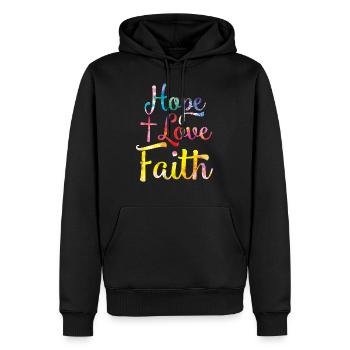 hoffnung liebe glaube kreuz - Männer Premium Bio Hoodie - Schwarz - Vorne - Nico (187cm)
